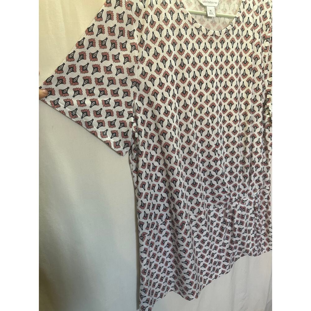 Liz Claiborne Printed Twist-Front Short Sleeve Top – Size XL - Picture 4 of 6